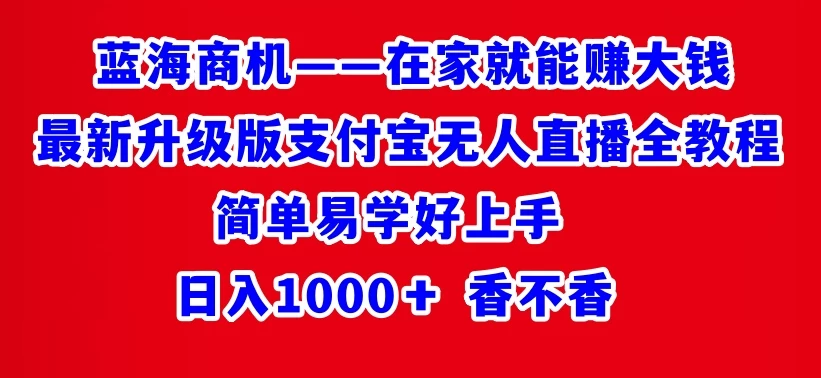 最新升级版支付宝无人直播全教程 在家就能赚大钱 日入1000＋ - 选优云网创