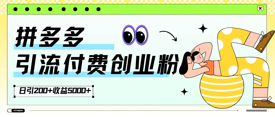拼多多引流付费创业粉,日引200+,收益5000+ - 选优云网创