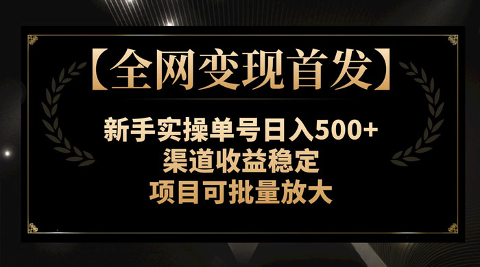 新手实操单号日入 500+，渠道收益稳定，项目可批量放大 - 选优云网创