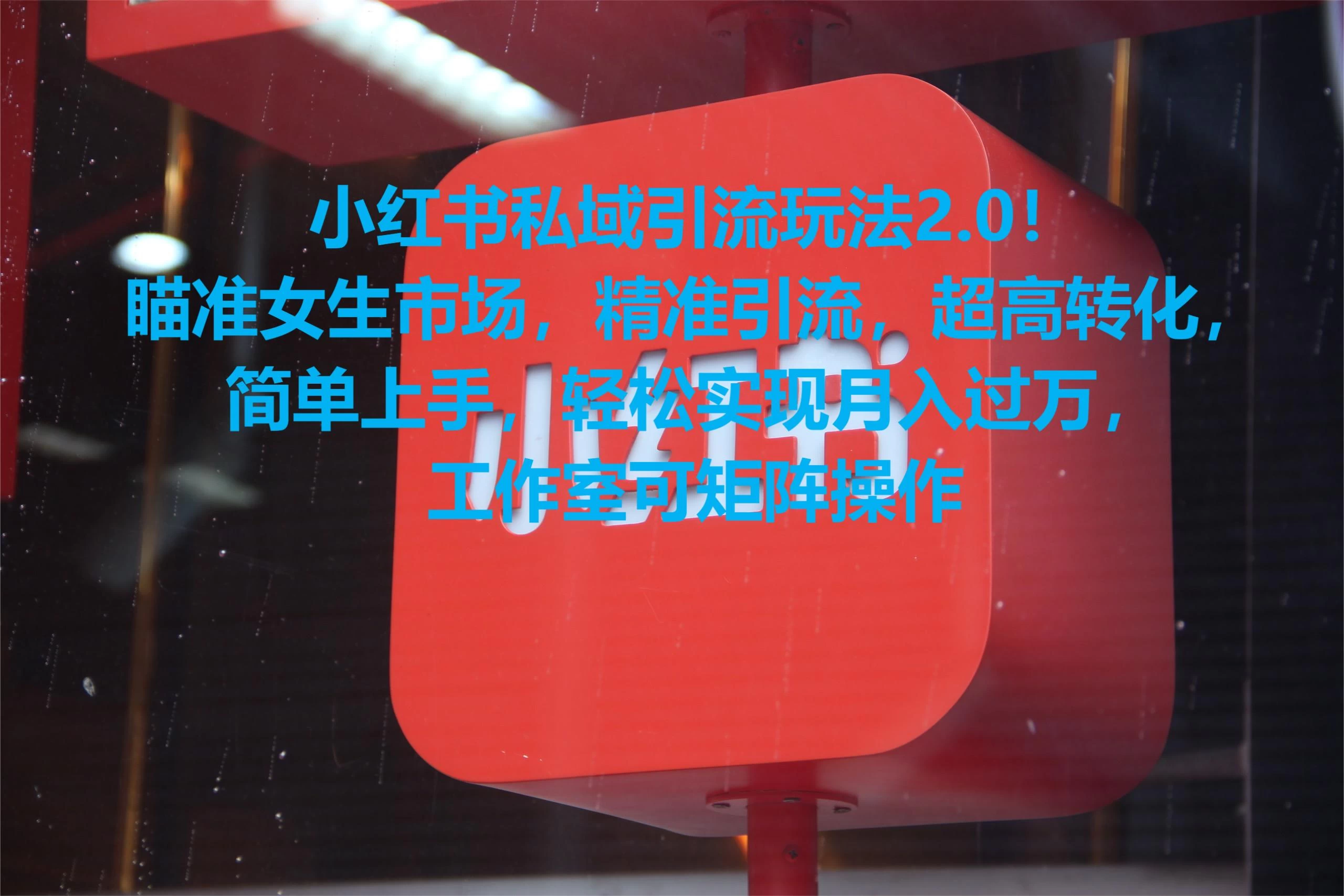 小红书私域引流玩法2.0！瞄准女生市场，精准引流，超高转化，简单上手，轻松实现月入过万，工作室可矩阵操作 - 选优云网创
