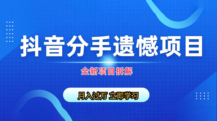 自媒体抖音分手遗憾项目私域项目拆解 - 选优云网创