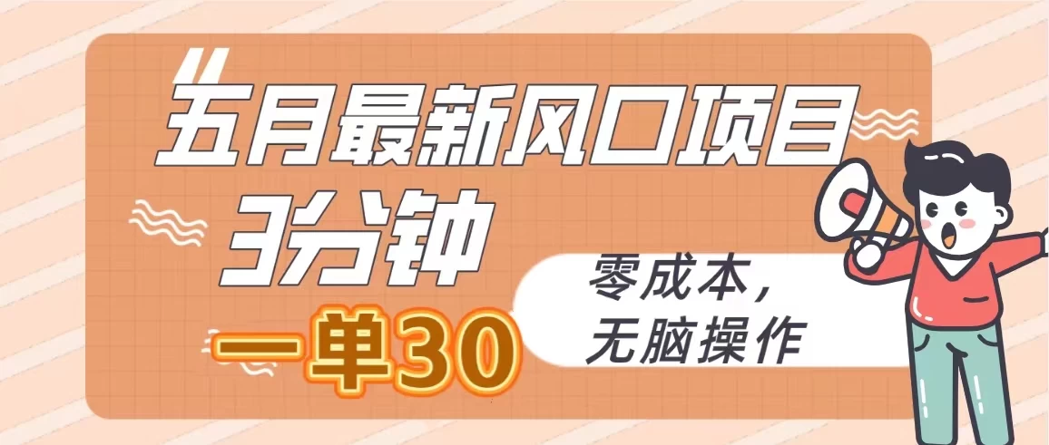五月最新风口项目，3分钟一单30，无脑操作，零成本 - 选优云网创