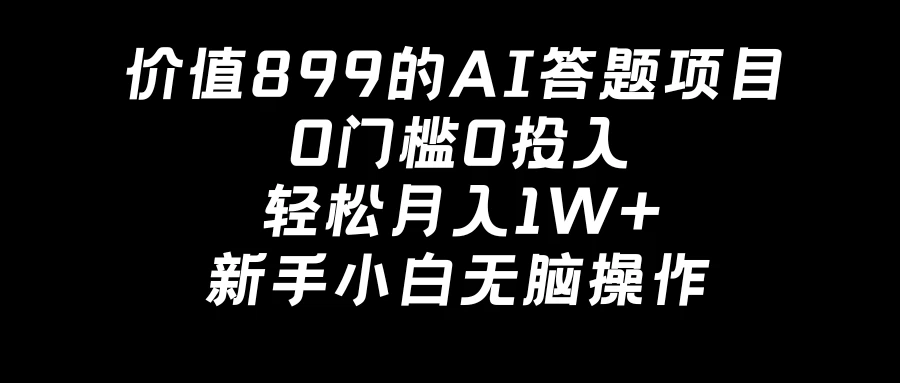 价值899的AI答题项目，0门槛0投入，轻松月入1W+，新手小白无脑操作 - 选优云网创