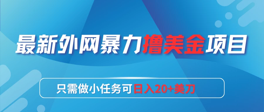最新外网暴力撸美金项目，只需做小任务可日入20+美刀 - 选优云网创