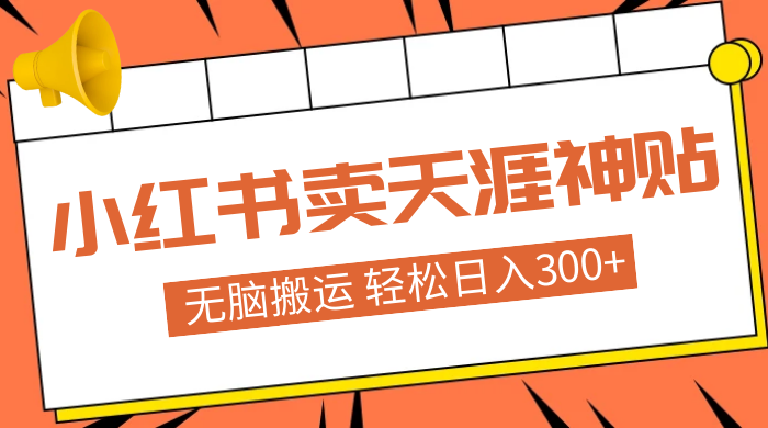 蓝海项目，小红书卖天涯神贴，无脑搬运，一部手机轻松日入300+ - 选优云网创