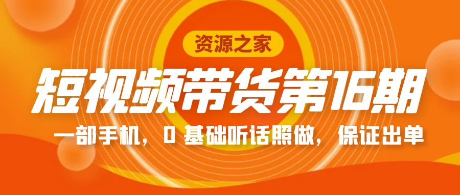 短视频带货第 16 期：一部手机，0 基础听话照做，保证出单完整版「赠 5 – 15 期」 - 选优云网创