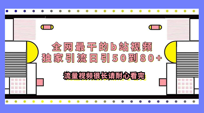 全网最干的 B 站视频独家引流，日引 50~80+ 流量 - 选优云网创