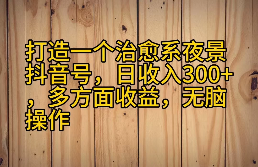 打造一个治愈系夜景抖音号，日收入300+，多方面收益，无脑操作 - 选优云网创