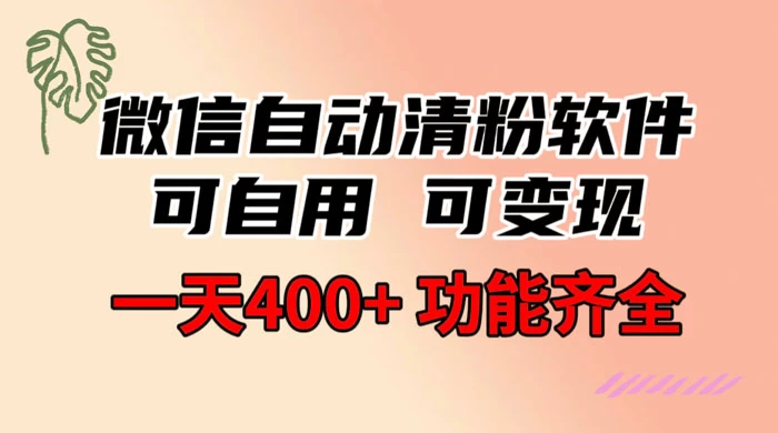 功能齐全的微信自动清粉软件，可自用可变现，一天 400+，0 成本免费分享 - 选优云网创