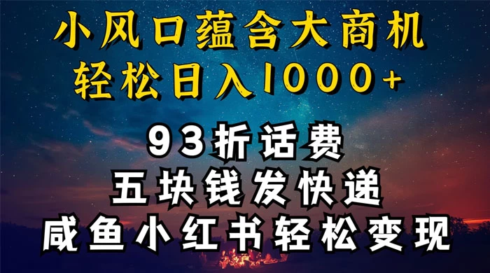 93折充话费，五块钱发快递，发布咸鱼小红书等，轻松日入1000+ - 选优云网创