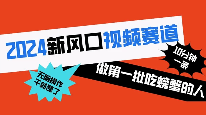 2024 新风口视频赛道，做第一批吃螃蟹的人，10 分钟一条原创视频，小白无脑操作 - 选优云网创