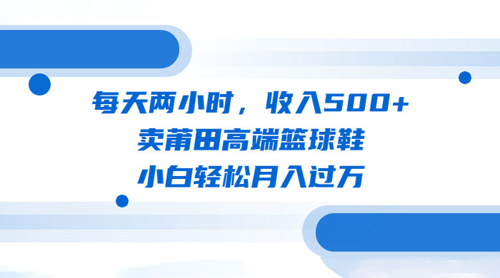 每天两小时，卖莆田高端篮球鞋，小白轻松月入过万（教程+素材） - 选优云网创