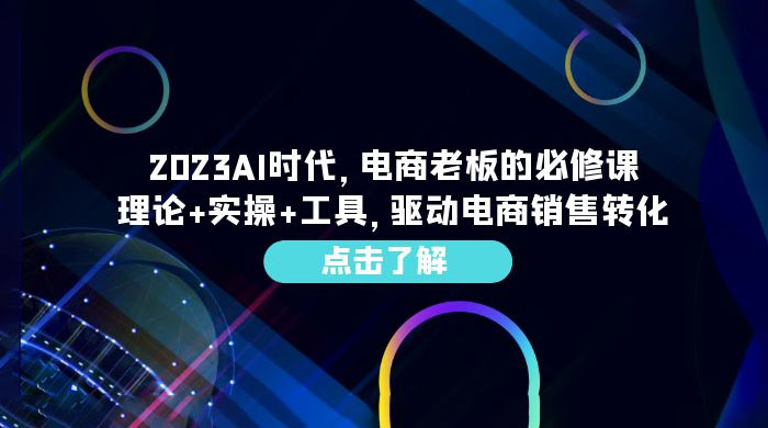 2023 AI · 时代，电商老板的必修课：理论+实操+工具，驱动电商销售转化 - 选优云网创
