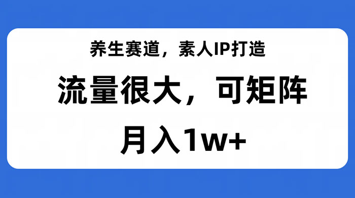 养生赛道，素人IP打造，流量很大，可矩阵，月入1w+ - 选优云网创