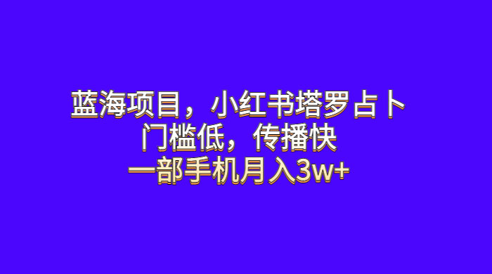 蓝海项目，小红书塔罗占卜：门槛低，传播快，一部手机月入五位数 - 选优云网创