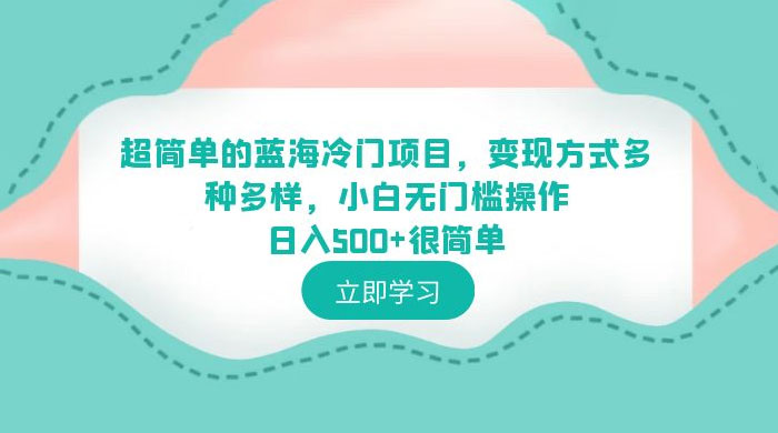 超简单的蓝海冷门项目：变现方式多种多样，小白无门槛操作很简单 - 选优云网创