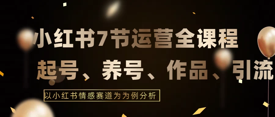 最新的7节小红书运营实战全教程，结合最新情感赛道，打通小红书运营全流程 - 选优云网创