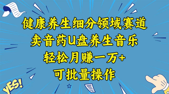 健康养生细分领域赛道,卖音药U盘养生音乐,轻松月赚一万+,可批量操作 - 选优云网创