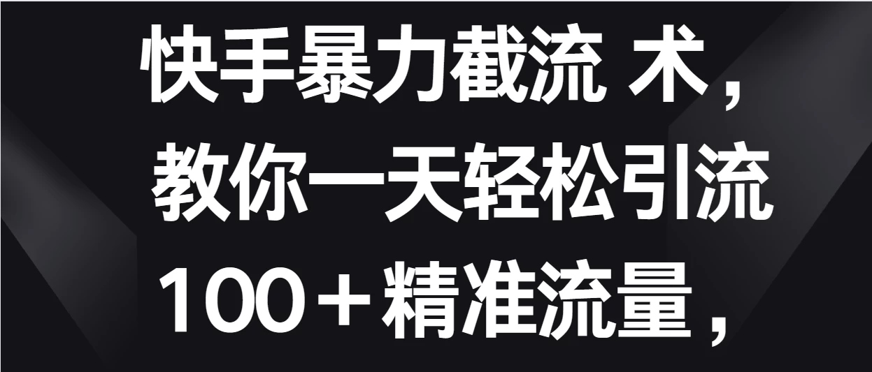 快手暴力截流术,教你一天轻松引流100+精准流量,当天做当天见效果 - 选优云网创
