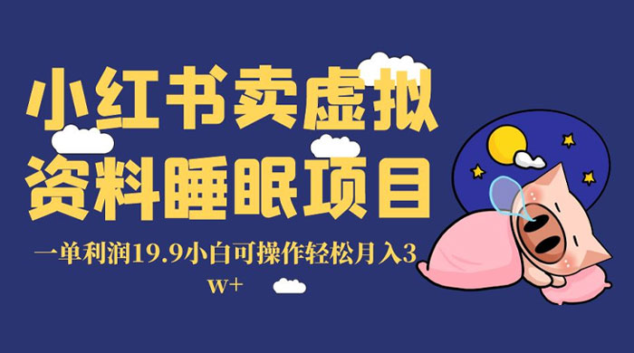 小红书卖虚拟资料睡眠项目，一单利润 19.9 小白可操作轻松月入 3w+ - 选优云网创