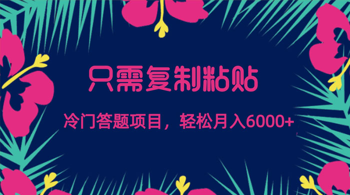 只需复制粘贴，冷门答题项目，轻松月入 6000 - 选优云网创