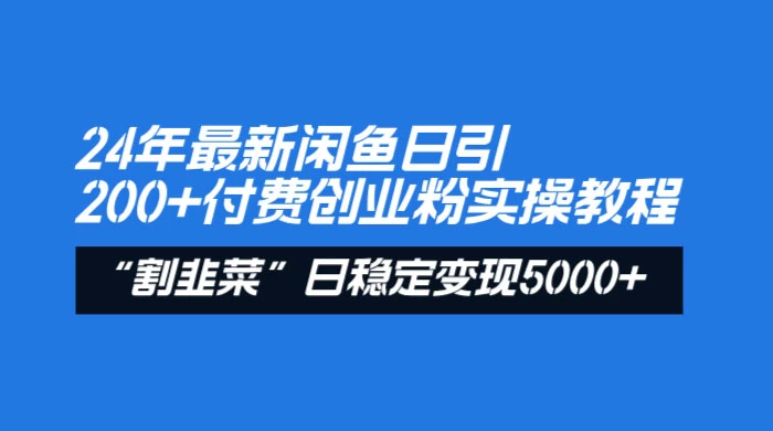 24 年最新闲鱼日引 200+ 付费创业粉，割韭菜每天 5000+ 收益实操教程！ - 选优云网创