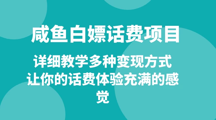 仅揭秘：咸鱼白嫖话费项目，详细教学多种变现方式，让你的话费体验充满的感觉 - 选优云网创