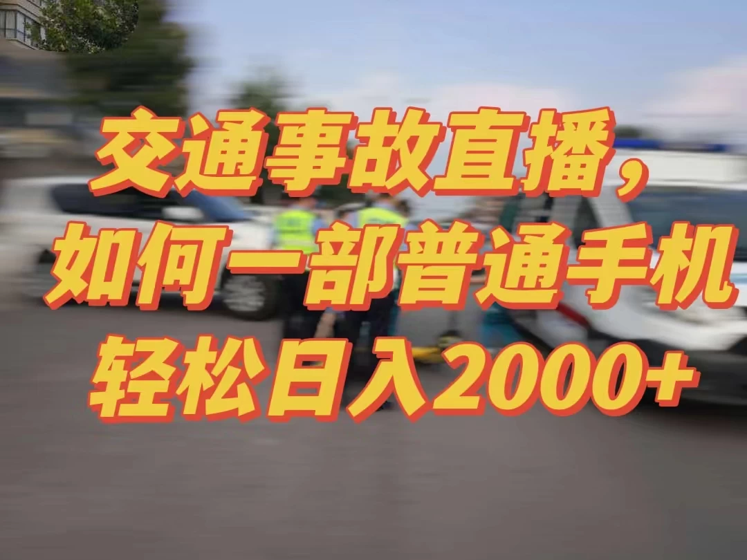 2024最新玩法半无人交通事故直播，实战式教学，轻松日入2000＋，人人都可做 - 选优云网创