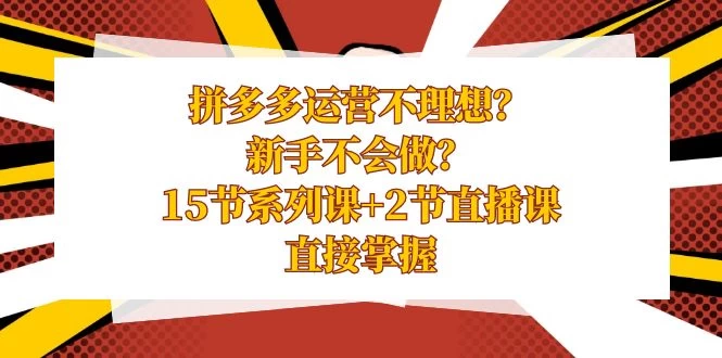 拼多多运营不理想？新手不会做？​15 节系列课+ 2 节直播课，直接掌握 - 选优云网创