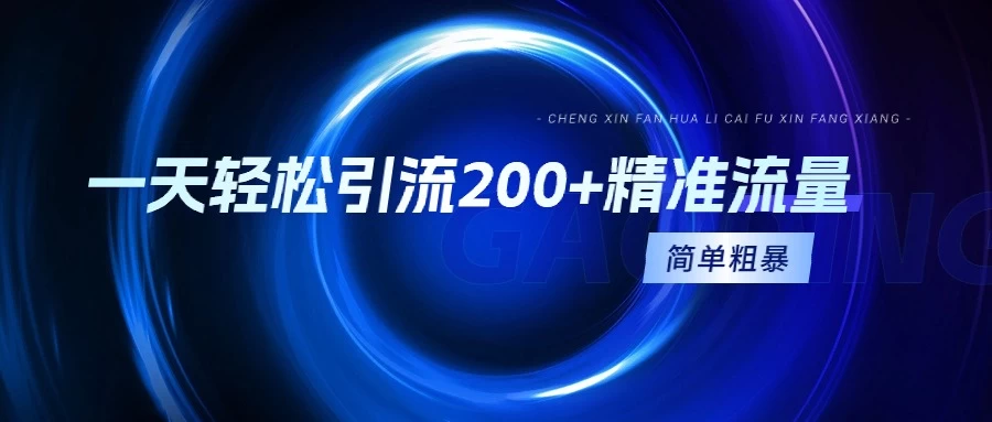 一天轻松引流200+精准流量，适合各行各业，一看就懂，简单粗暴 - 选优云网创