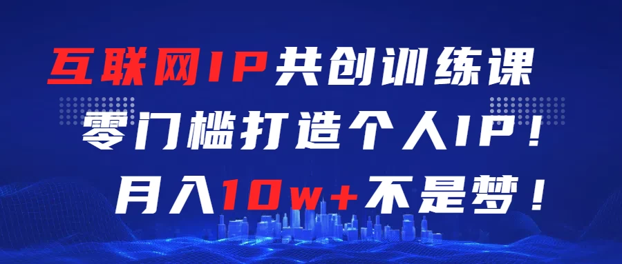 互联网IP共创训练课  零门槛打造个人IP  轻松月入2w+ - 选优云网创
