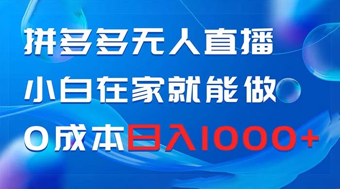 拼多多无人直播，小白在家就能做，0 成本日入 1000+ - 选优云网创