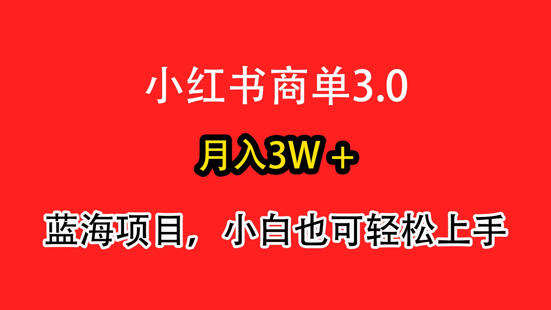 小红书商单3.0，月入3w＋，蓝海项目，小白轻松上手 - 选优云网创