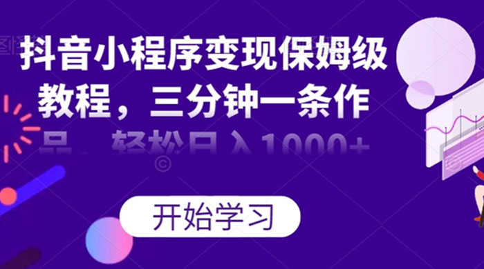 抖音小程序变现保姆级教程，三分钟一条作品，轻松日入1000+ - 选优云网创