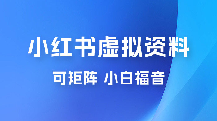 小红书虚拟资料项目拆解：单号日入 500+，可矩阵，小白福音 - 选优云网创