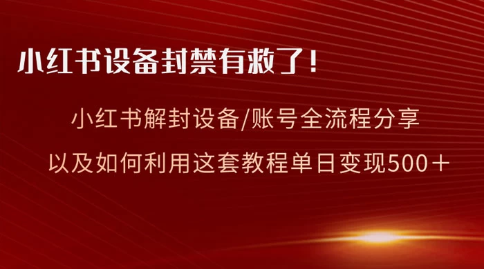小红书设备及账号解封全流程分享，亲测有效，以及如何利用教程变现 - 选优云网创