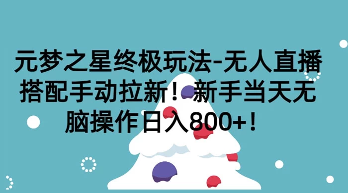 元梦之星终极玩法-无人直播搭配手动拉新，新手当天无脑操作日入800+ - 选优云网创