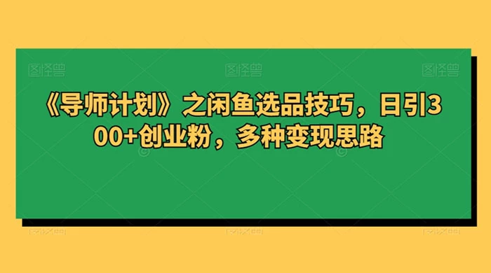 闲鱼选品技巧,日引 300+ 创业粉,多种变现思路 - 选优云网创