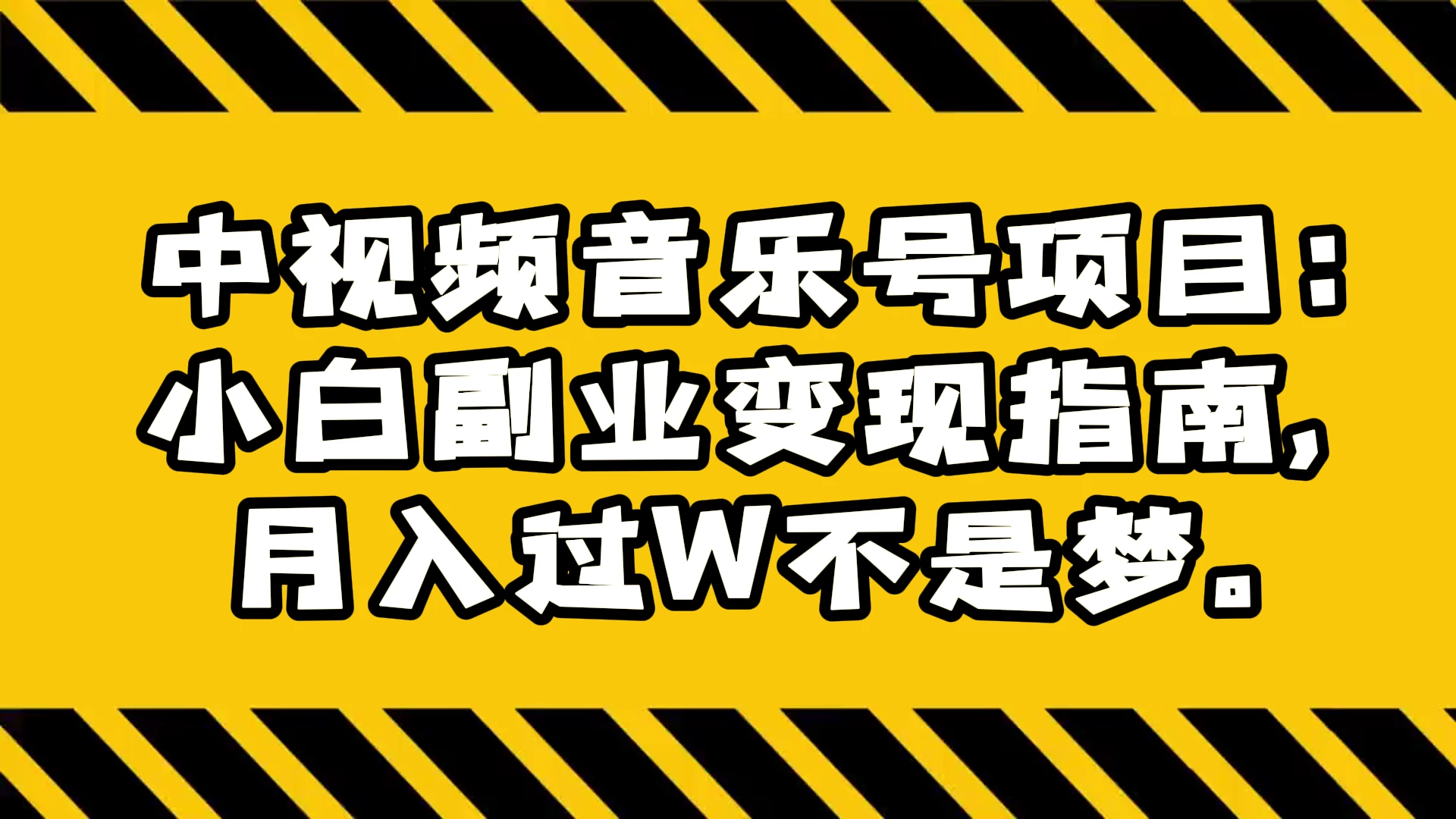 中视频音乐号项目：小白副业变现指南，月入过 W 不是梦 - 选优云网创