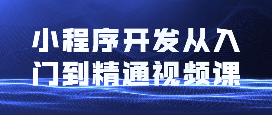 小程序开发从入门到精通视频教程课程 - 选优云网创