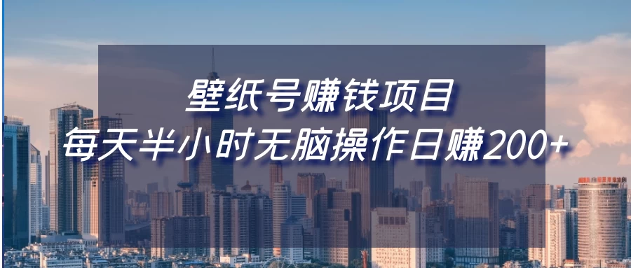 壁纸号赚钱项目，每天半小时无脑操作日赚200+ - 选优云网创