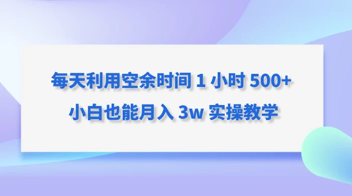 每天利用空余时间 1 小时 500+ 小白也能月入 3w 实操教学 - 选优云网创