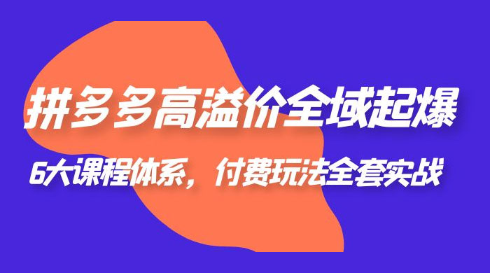 拼多多高溢价全域起爆：6 大课程体系，付费玩法全套实战 - 选优云网创