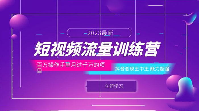 短视频流量训练营：百万操作手，抖音变现王中王，能力超强 - 选优云网创