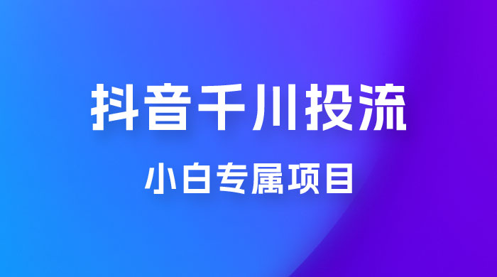 小白专属项目，暴力日入过千抖音千川投流 - 选优云网创