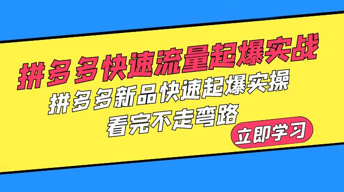拼多多 · 快速流量起爆实战：拼多多新品快速起爆实操，看完不走弯路 - 选优云网创