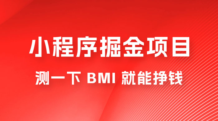 日入 300+ 的小程序掘金项目，测一下 BMI 就能挣钱 - 选优云网创
