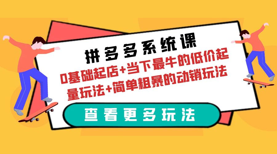 拼多多系统课：0 基础起店+当下最牛的低价起量玩法+简单粗暴的动销玩法 - 选优云网创