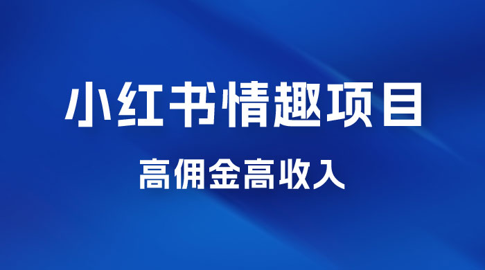 最新小红书情趣项目，日入千，高佣金高收入，操作简单，长期稳定 - 选优云网创