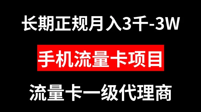 手机流量卡代理月入 3000-3w 长期正规项目 - 选优云网创